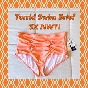 NWT Torrid Peach Pink Ruched Swim Brief 3X 😍